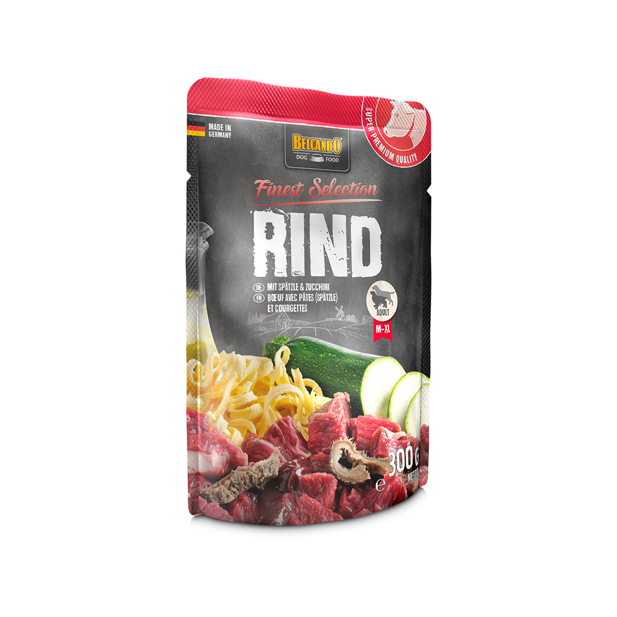 BEUTEL BELCANDO 300 G RIND UND SPAETZLEMIT ZUCCHINI
