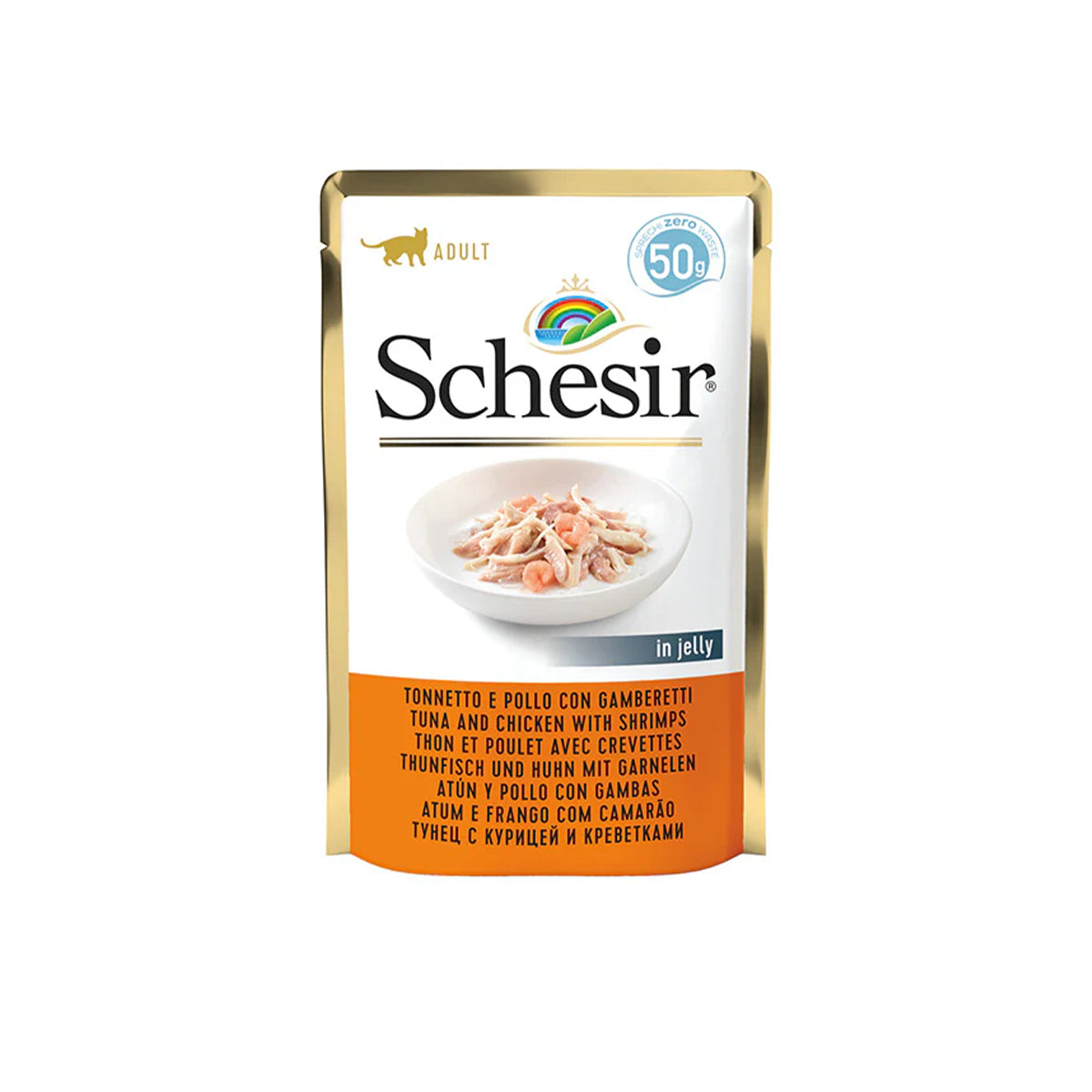 SCHESIR 50 G THUNFISCH UND HUHN MIT GARNELEN