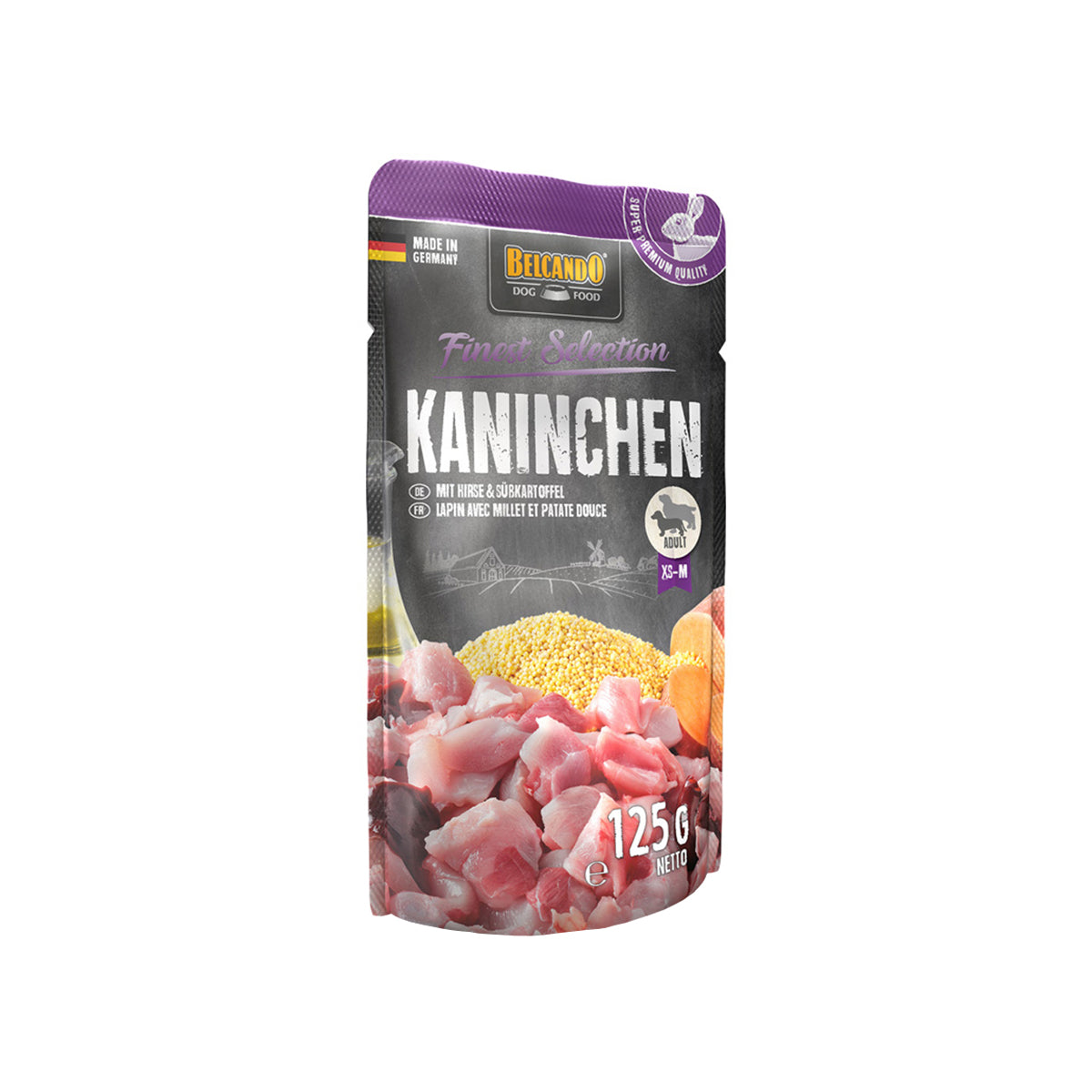 BEUTEL BELCANDO KANINCHEN MIT HIRSE & SUESSKARTOFFEL 125G NEW