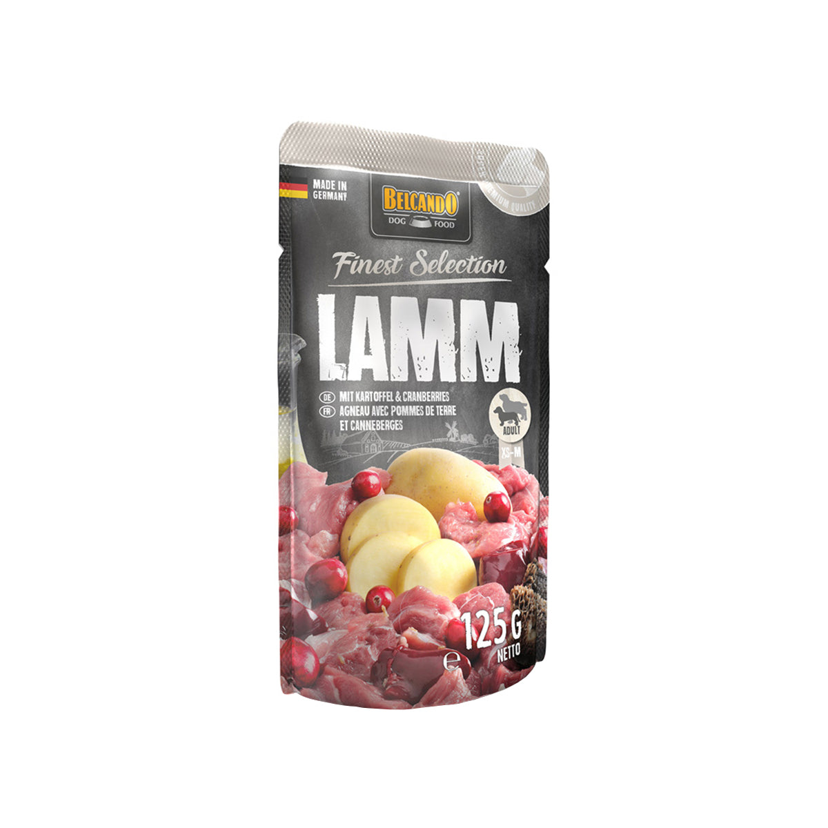 BEUTEL BELCANDO 125 G LAMM UND KARTOFFEL MIT CRANBERRIES