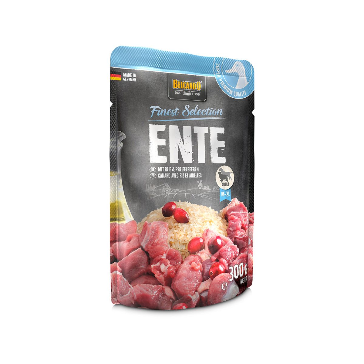 BEUTEL BELCANDO 300 G ENTE MIT REIS UNDPREISELBEEREN                          