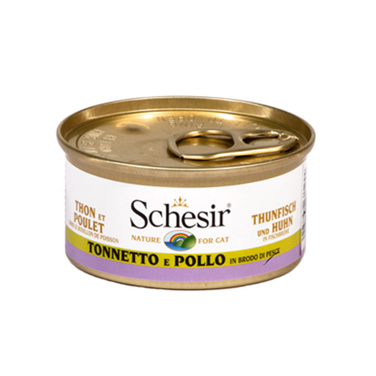 BOITES SCHESIR CHAT 70G BOUILLON THON ET FILET DE POULET