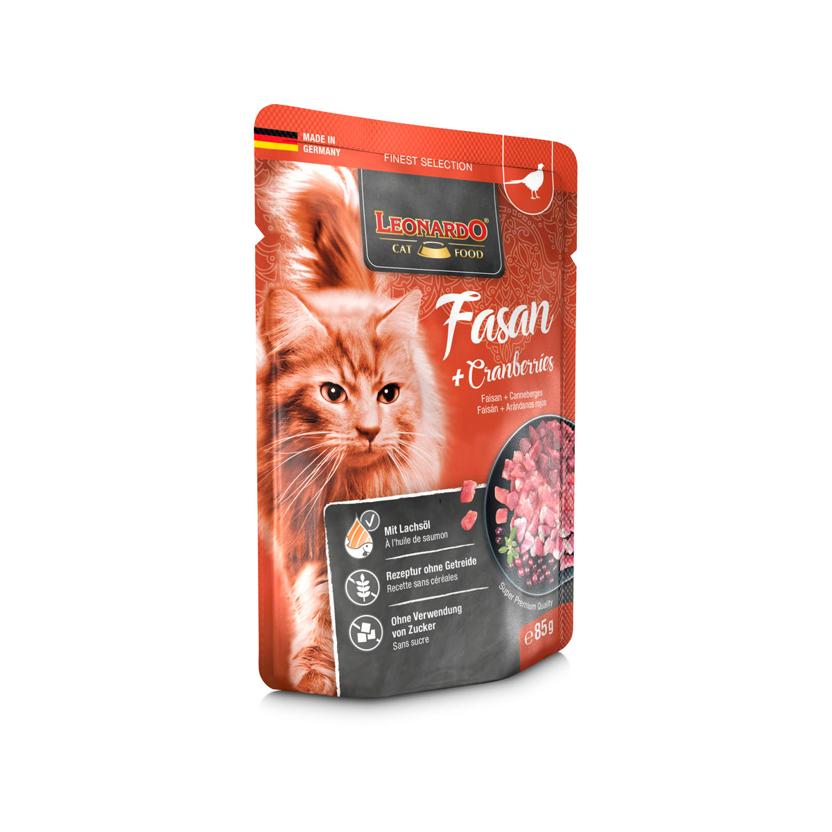 SACHETS LEONARDO 85 G FAISAN CANNEBERGES