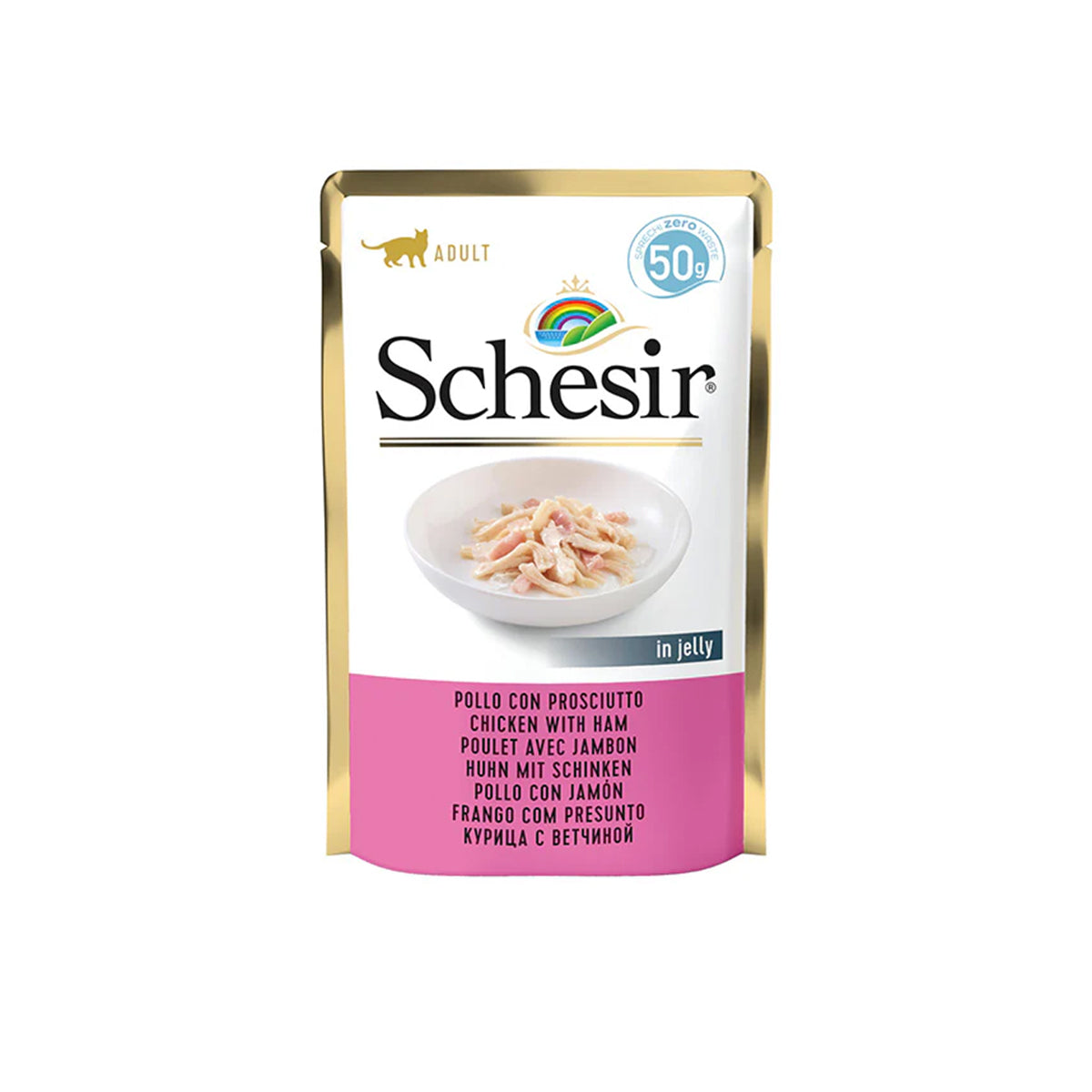 SACHETS SCHESIR CHAT 50G FILET DE POULET ET JAMBON