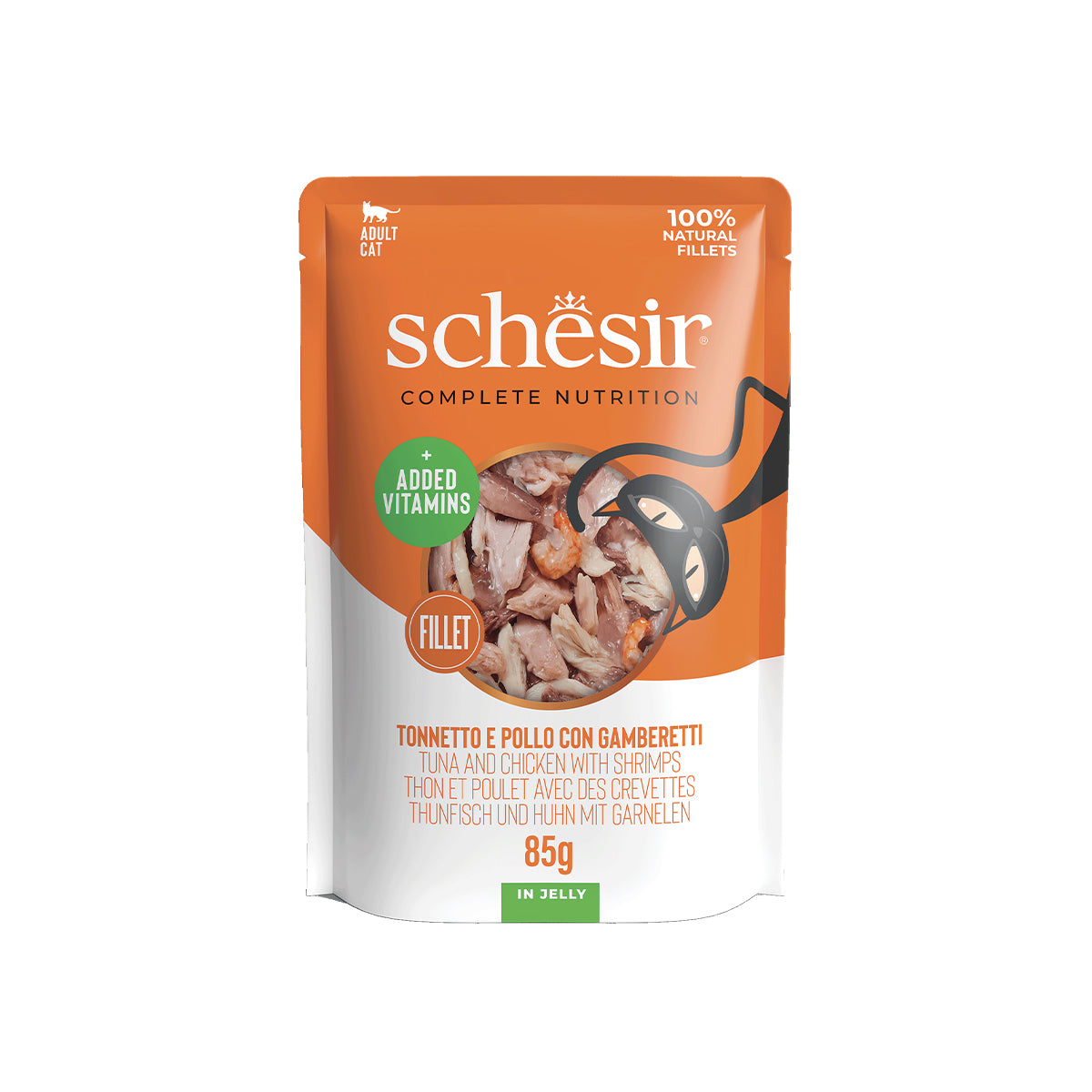SCHESIR GELEE 12 X 85 G THON, POULET ET CREVETTES