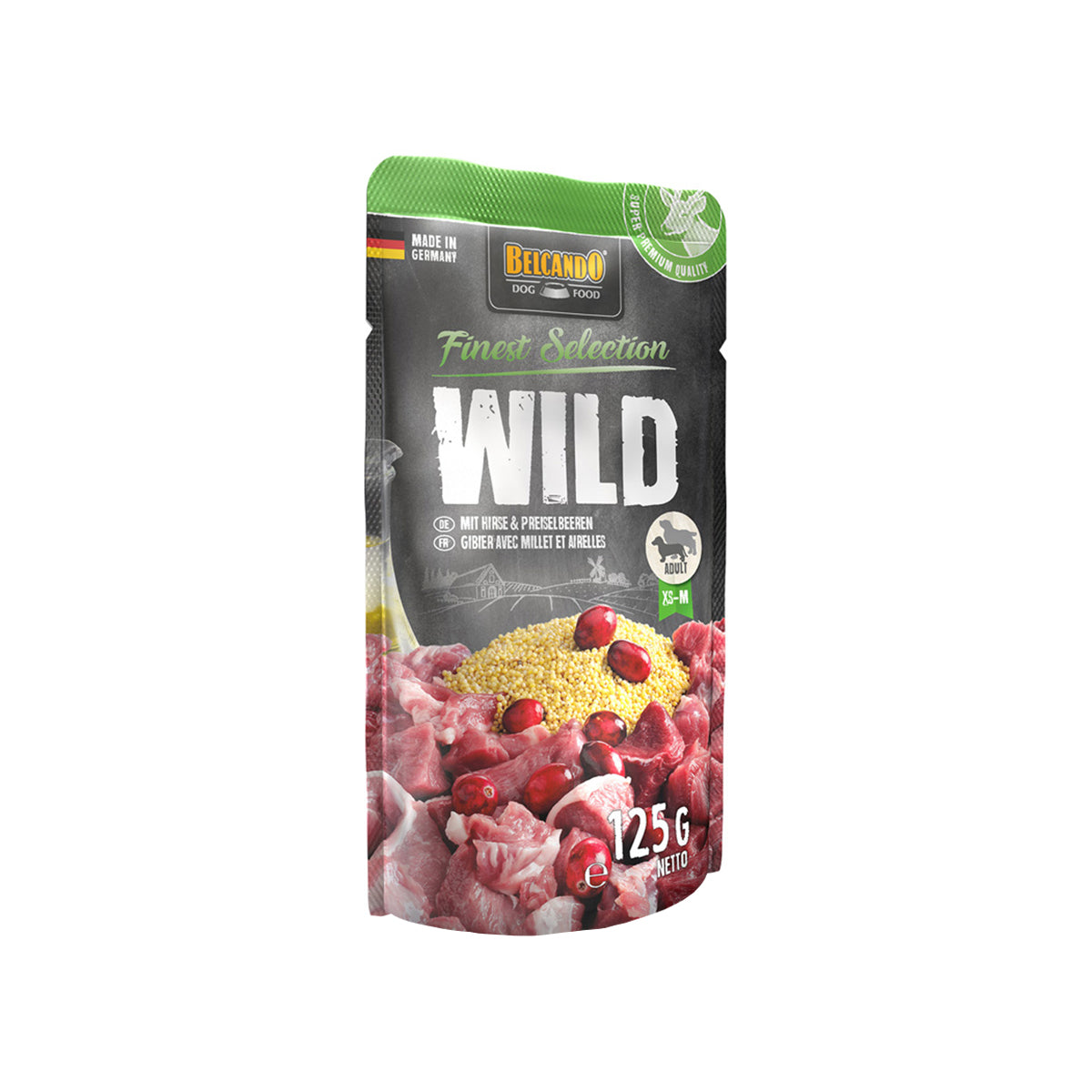 BEUTEL BELCANDO 125 G WILD MIT HIRSE UND PREISEBEEREN