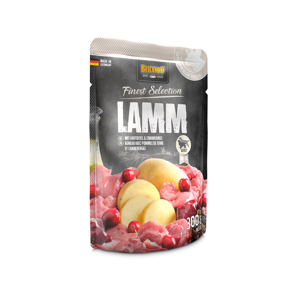 SACHETS BELCANDO 300 G AGNEAU ET POMME DE TERRE AVEC AIRELLE