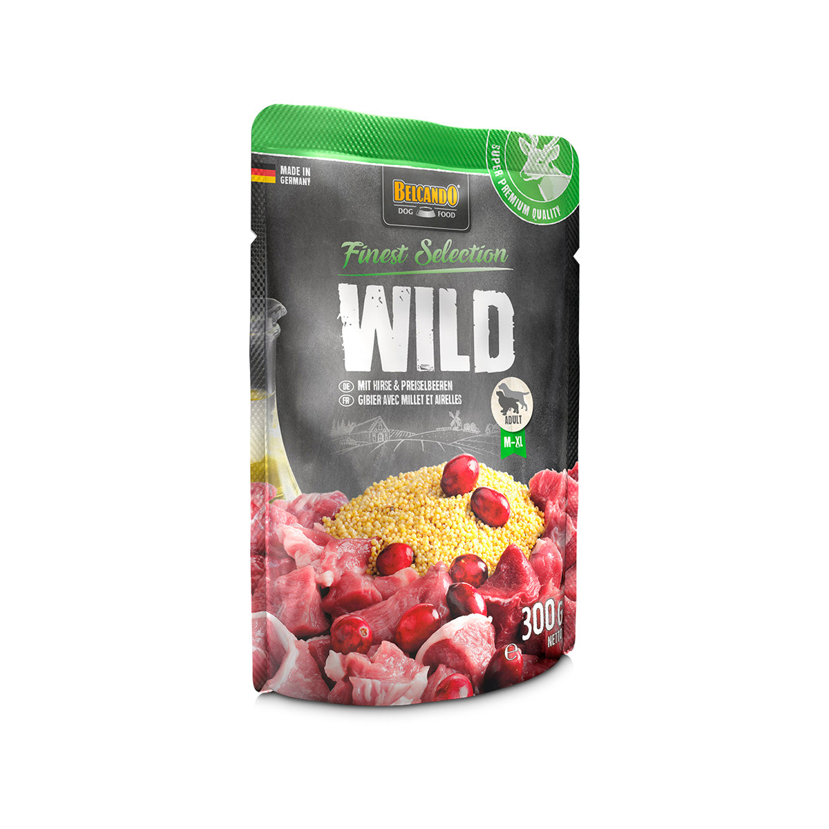 BEUTEL BELCANDO 300 G WILD MIT HIRSE   UND PREISEBEEREN                       