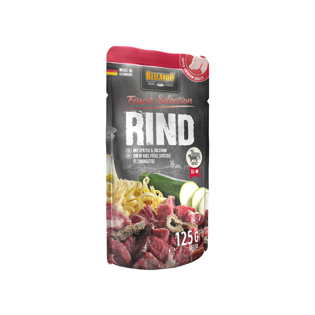 BEUTEL BELCANDO 125 G RIND UND SPAETZLEMIT ZUCCHINI