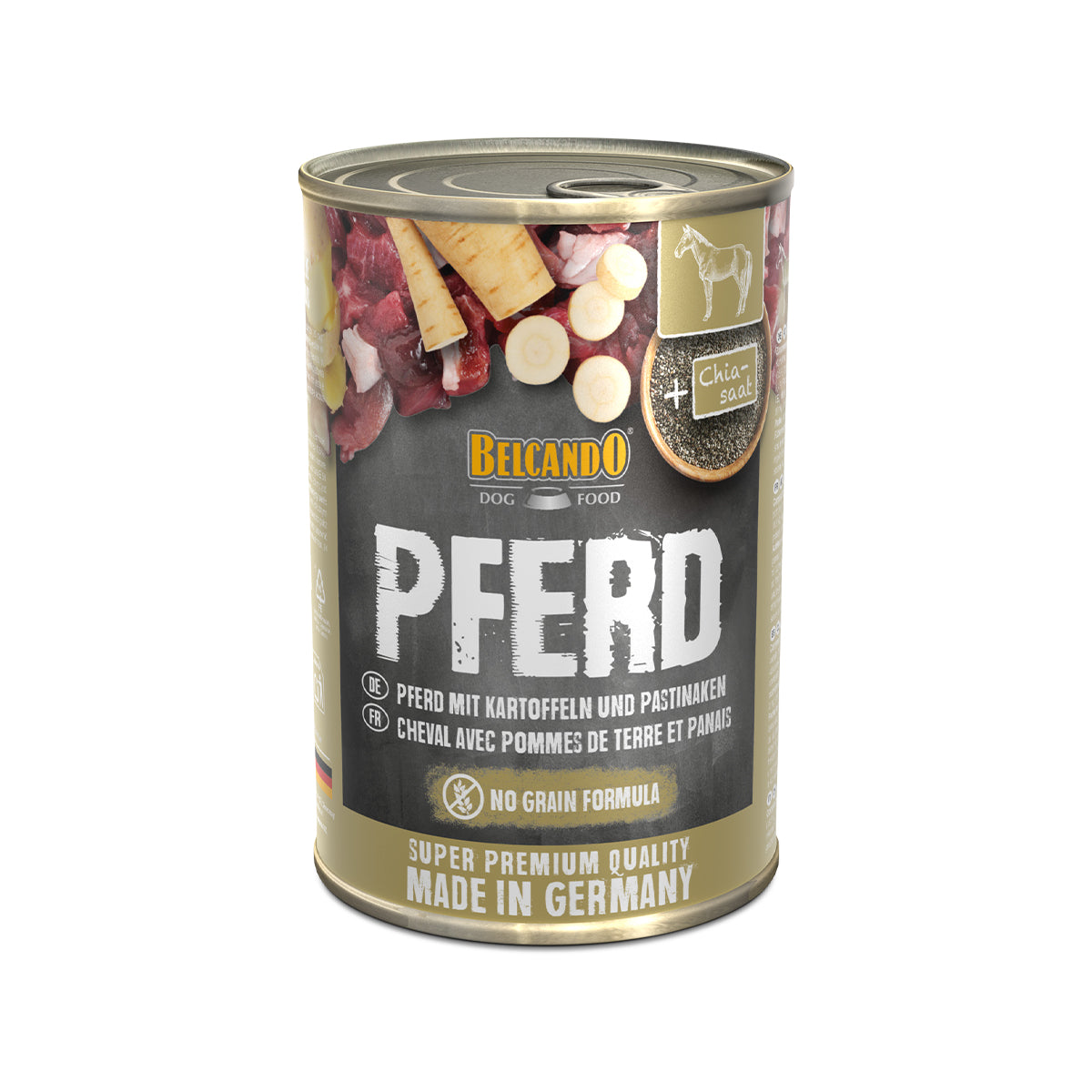 DOSE BELCANDO 400 G PFERD MIT KARTOFFEL UND PASTINAKEN