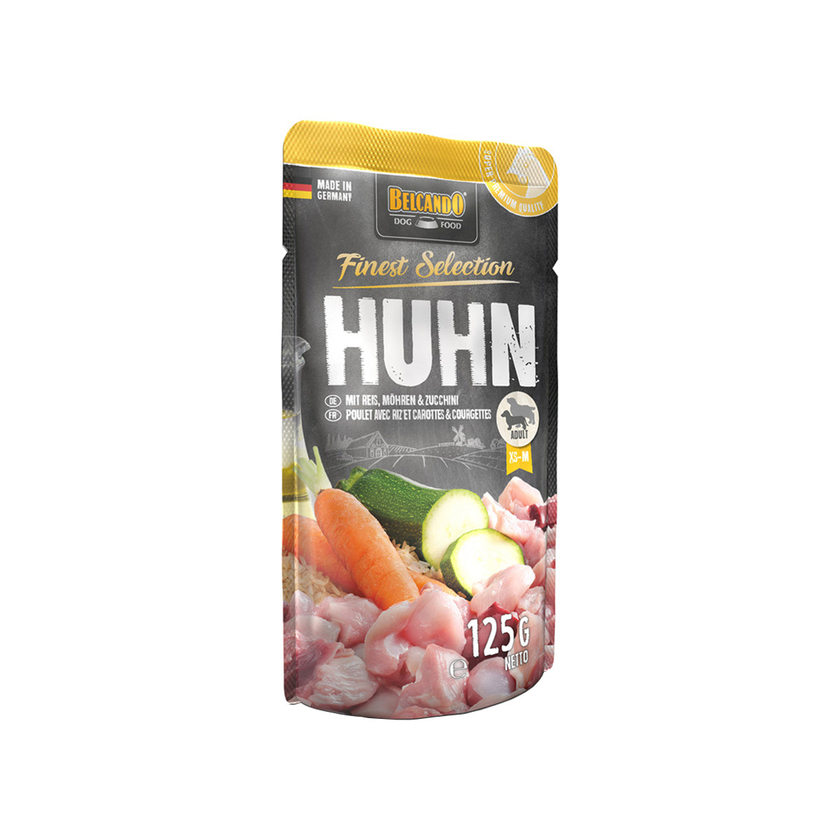 BEUTEL BELCANDO 125 G HUHN UND REIS MITZUCCHINI UND MOEHREN