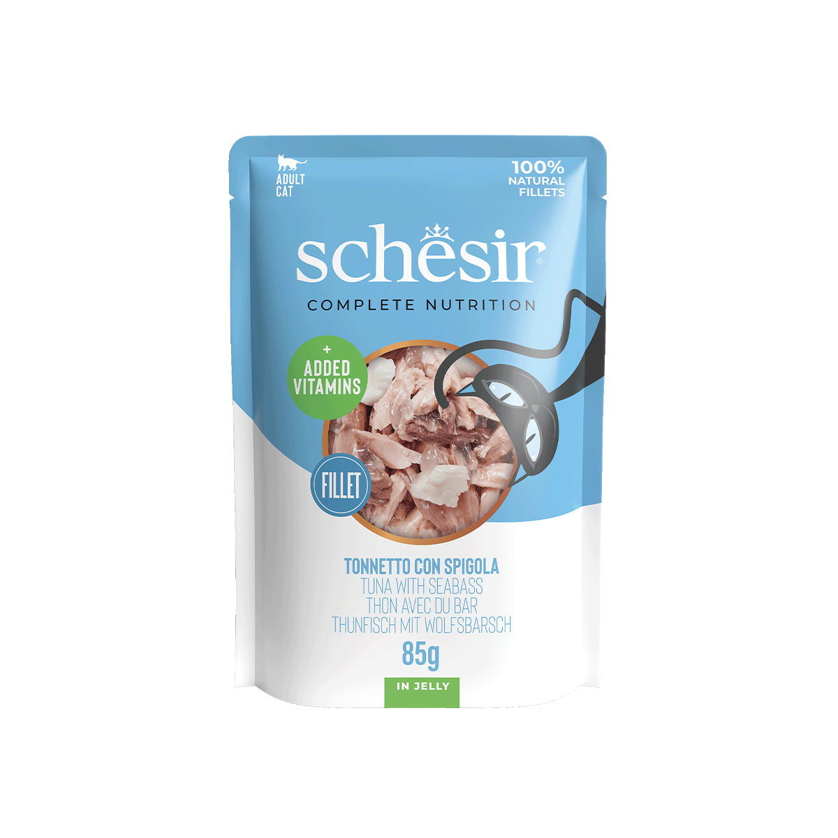 SCHESIR JELLY 12 X 85 G THUNFISCH UND WOLFSBARSCH