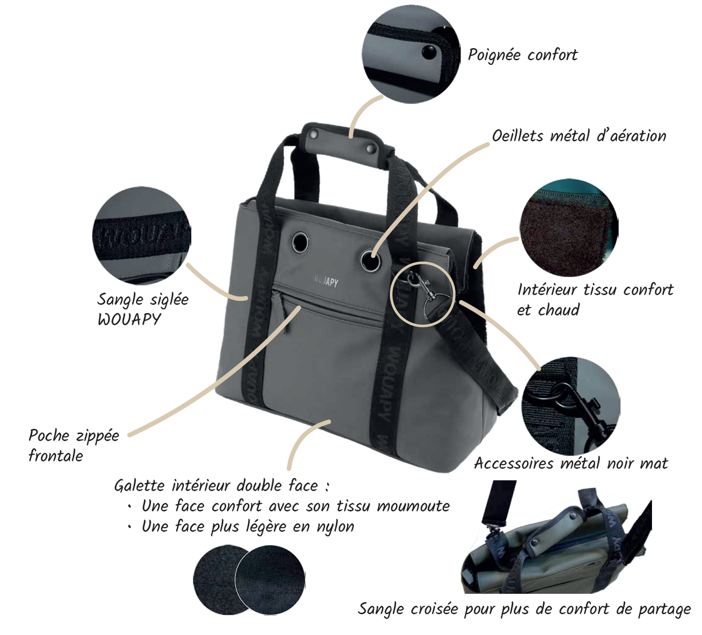 SAC CABAS KAKI 40X18X29 CM