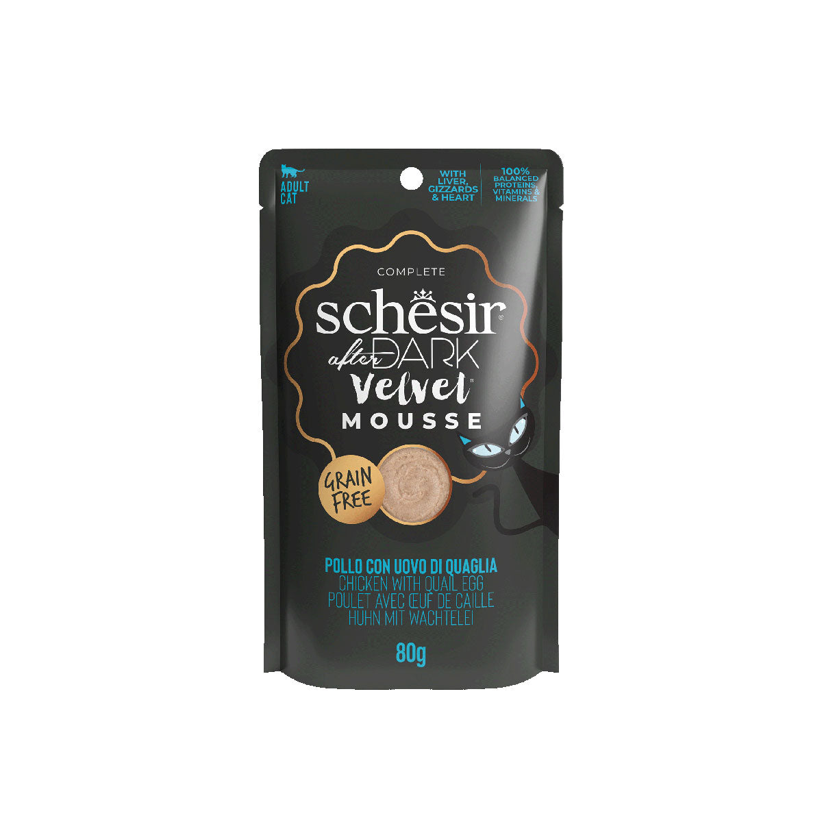 SCHESIR AFTER DARK MOUSSE SACHET 80G POULET ET ŒUF