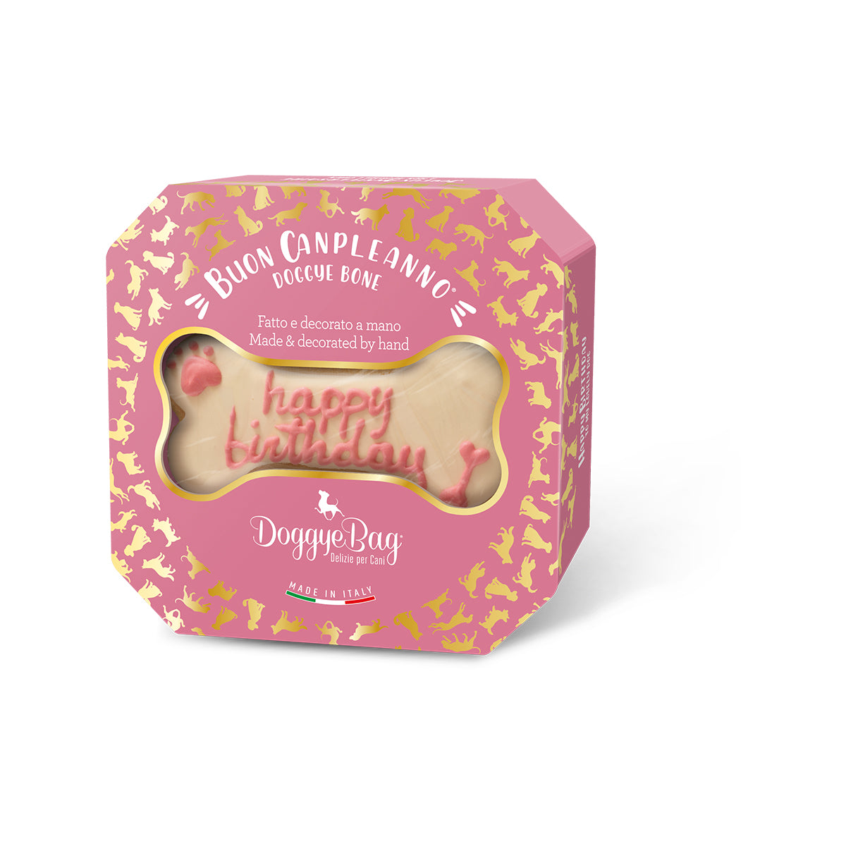 DOGGYEBAG GEBURTSTAGSKNOCHEN PINK – 85 G