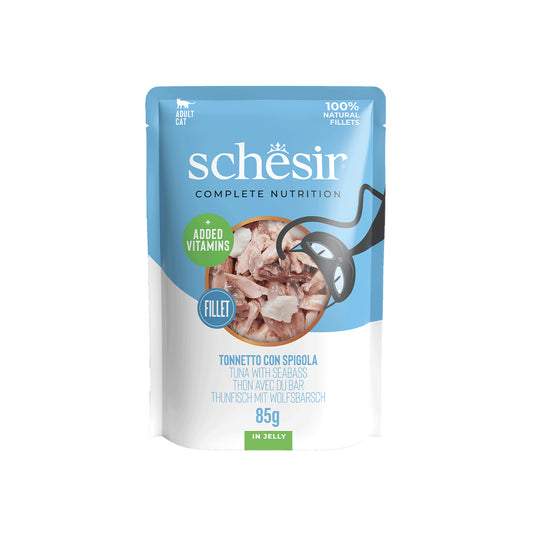 SCHESIR JELLY 12 X 85 G THUNFISCH UND WOLFSBARSCH
