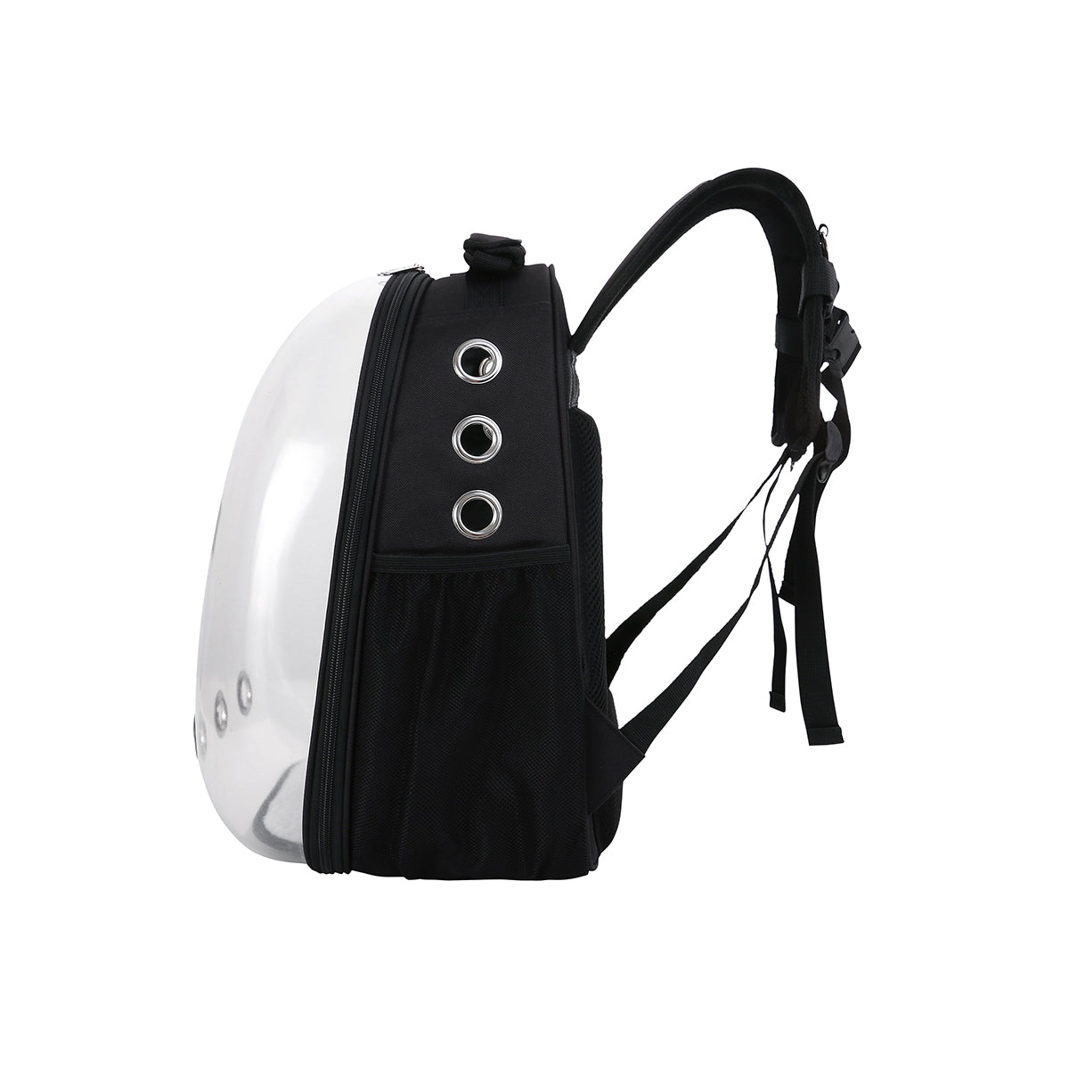 TRANSPARENTER SCHWARZER RUCKSACK 31X28X42 CM