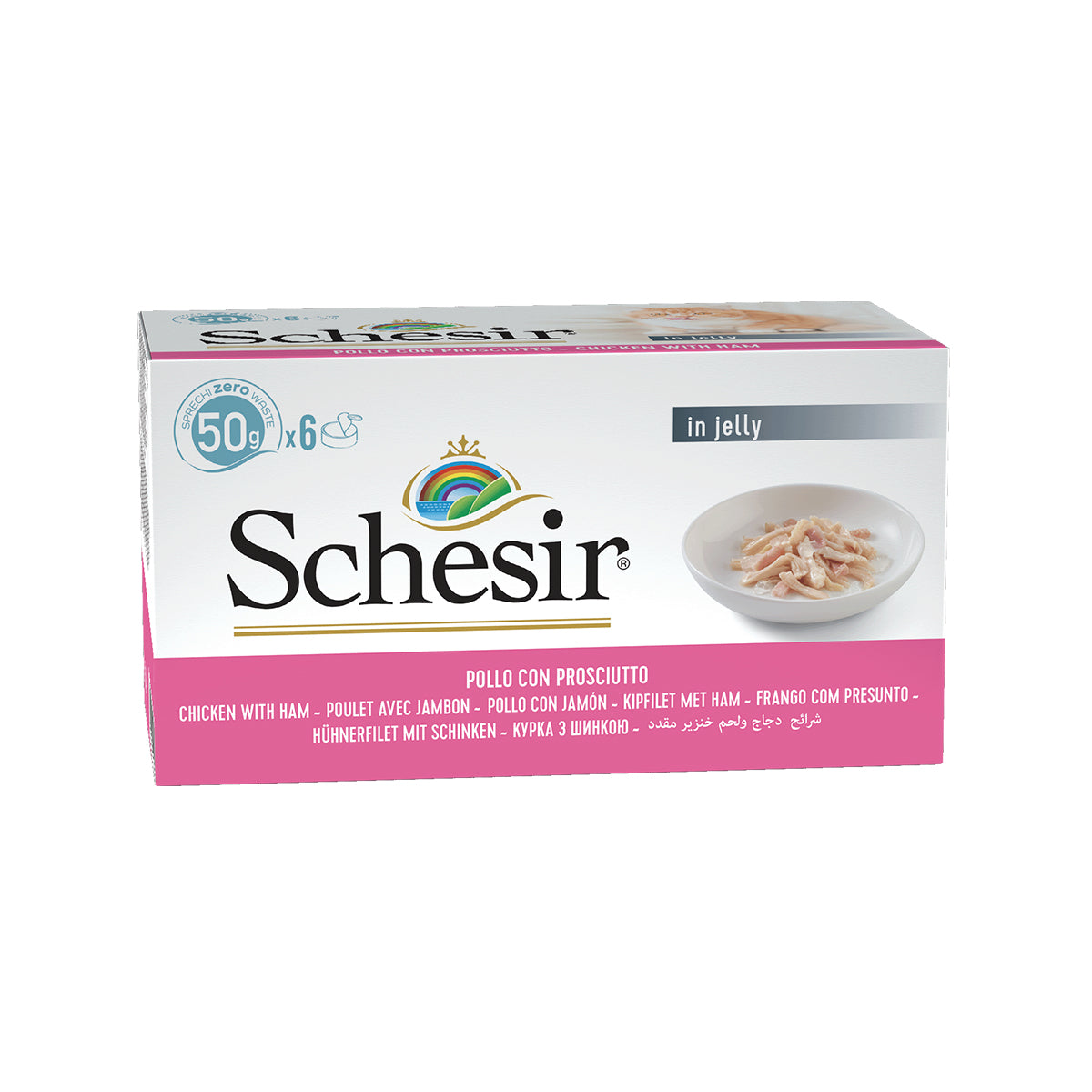 BOITES SCHESIR CHAT 8 X (6 X 50 G) POULET ET JAMBON