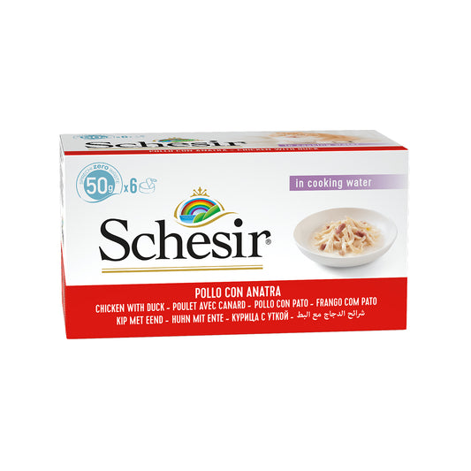 BOITES SCHESIR CHAT 8 X (6 X 50 G) POULET ET CANARD