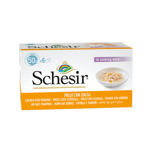BOITES SCHESIR CHAT 8 X (6 X 50 G) POULET ET CITROUILLE